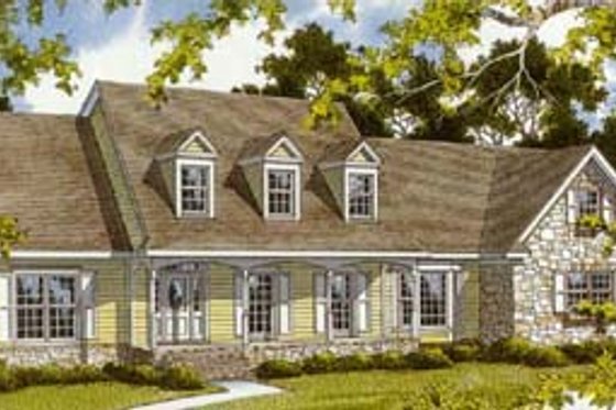 Exterior - Front Elevation for Country House Plan #10-255 - 3 bed, 3.5 bath