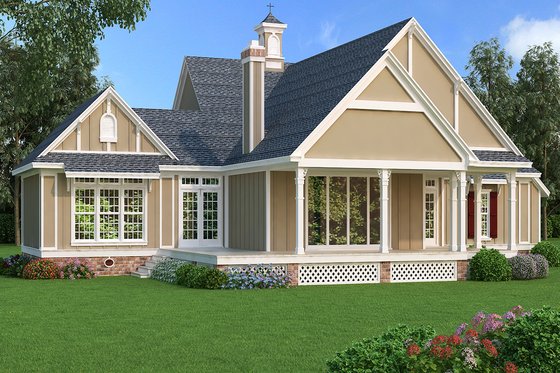 Exterior - Rear Elevation for Traditional House Plan #45-380 - 3 bed, 3 bath