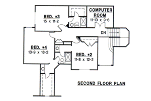 Floor Plan - Upper Floor for Traditional House Plan #67-104 - 4 bed, 3.5 bath