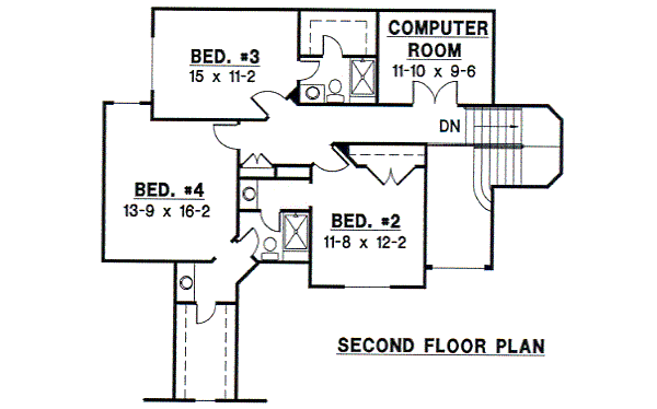 Traditional Floor Plan - Upper Floor Plan #67-104