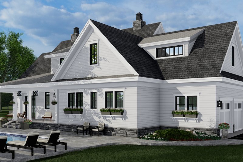 House Blueprint - Exterior - Rear Elevation 1 for Farmhouse House Plan #51-1155 - 4 bed, 3.5 bath