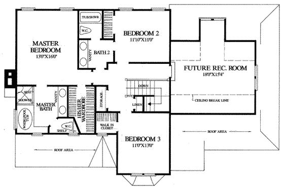 Floor Plan - Upper Floor for Traditional House Plan #137-206 - 3 bed, 2 bath