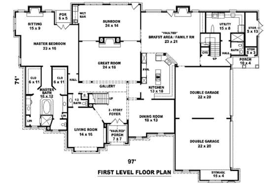Floor Plan - Main Floor for European House Plan #81-1357 - 6 bed, 4 bath