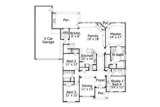 Floor Plan - Main Floor for European House Plan #411-456 - 5 bed, 4 bath