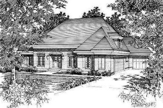 Exterior - Front Elevation for European House Plan #329-282 - 5 bed, 3 bath