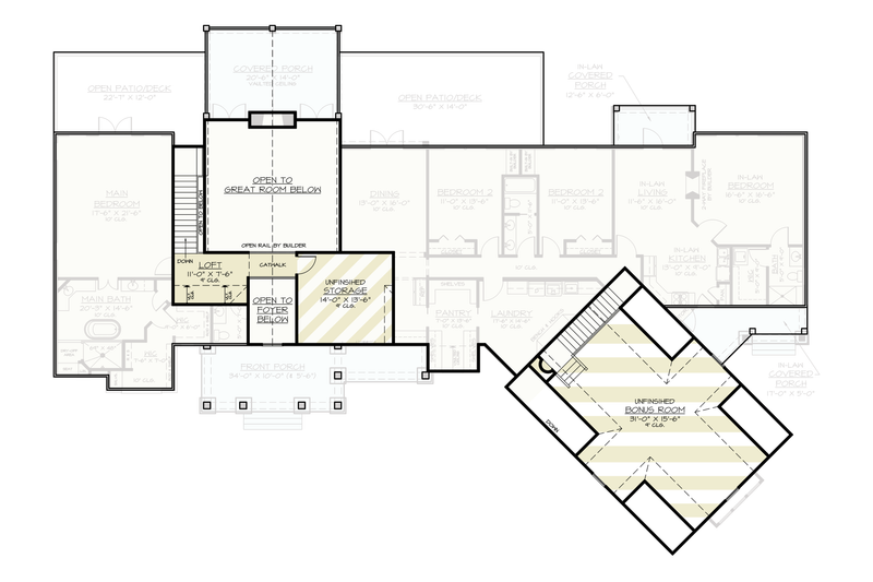 House Design - Floor Plan - Upper Floor for Farmhouse House Plan #119-460 - 4 bed, 3 bath