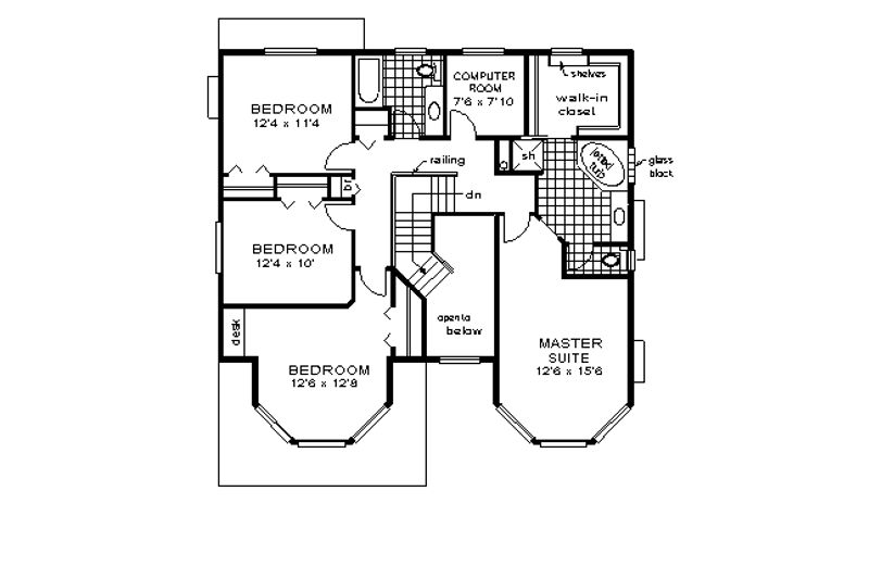 Dream House Plan - Floor Plan - Upper Floor for Mediterranean House Plan #18-257 - 4 bed, 2.5 bath