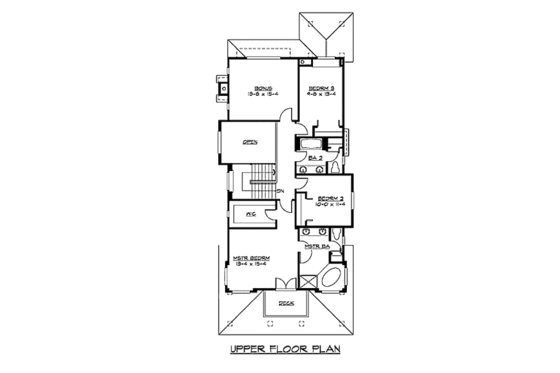 Floor Plan - Upper Floor for Craftsman House Plan #132-110 - 3 bed, 2.5 bath