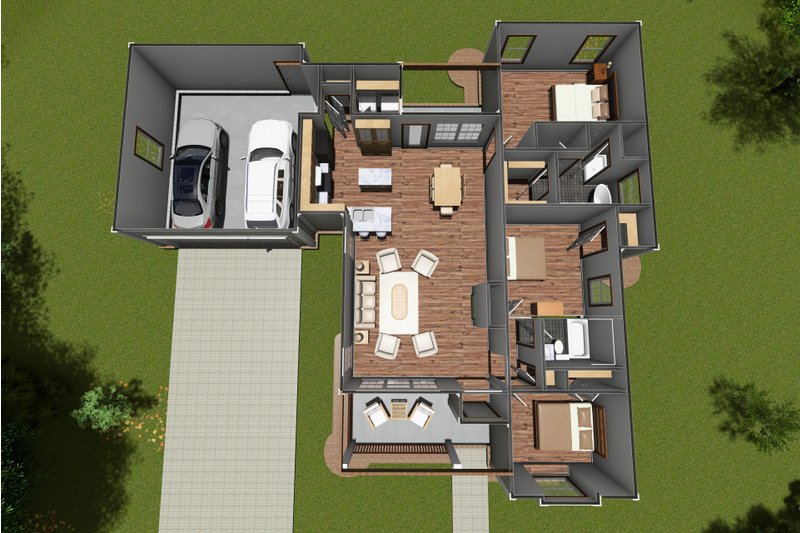 House Blueprint - Floor Plan - Main Floor 1 House Plan #513-2069 - 3 bed, 2 bath