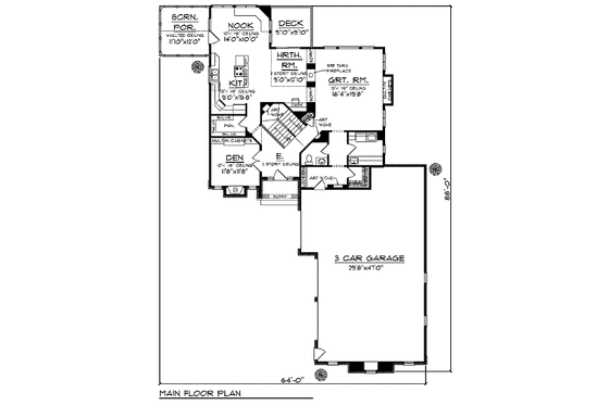 Floor Plan - Main Floor for European House Plan #70-938 - 4 bed, 3.5 bath
