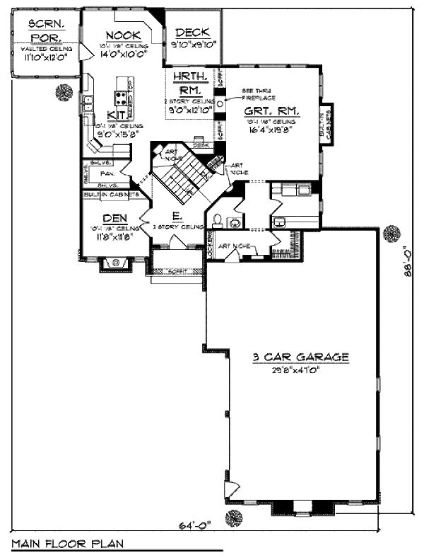 House Plan Design - European Floor Plan - Main Floor Plan #70-938