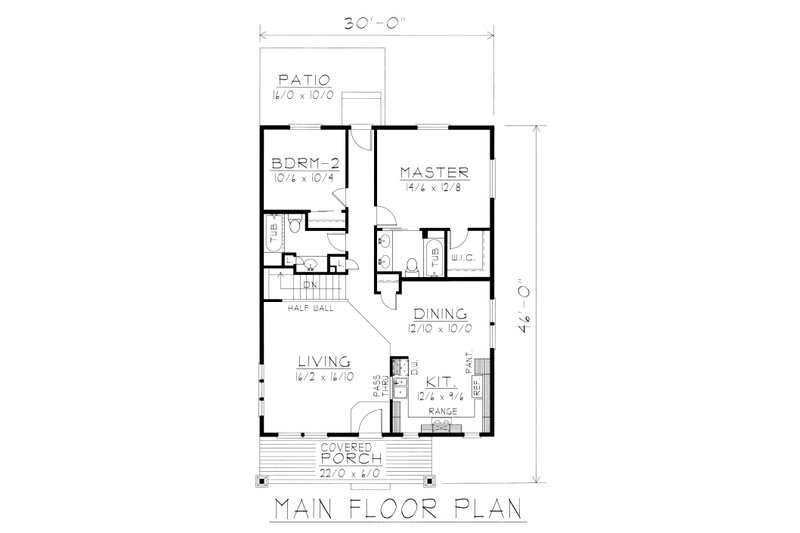 Dream House Plan - Floor Plan - Main Floor for Craftsman House Plan #112-159 - 2 bed, 2 bath