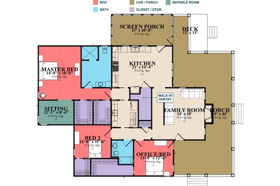 Floor Plan - Main Floor for Farmhouse House Plan #63-388 - 3 bed, 2 bath