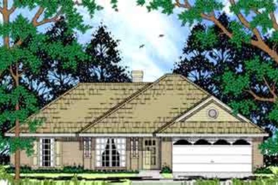 Exterior - Front Elevation for Ranch House Plan #42-325 - 3 bed, 2 bath
