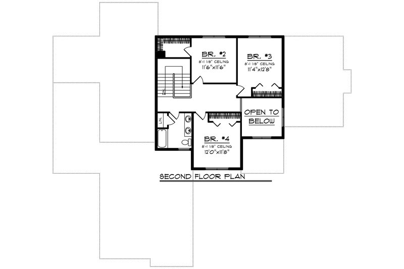 Architectural House Design - Floor Plan - Upper Floor for Craftsman House Plan #70-1428 - 4 bed, 2.5 bath