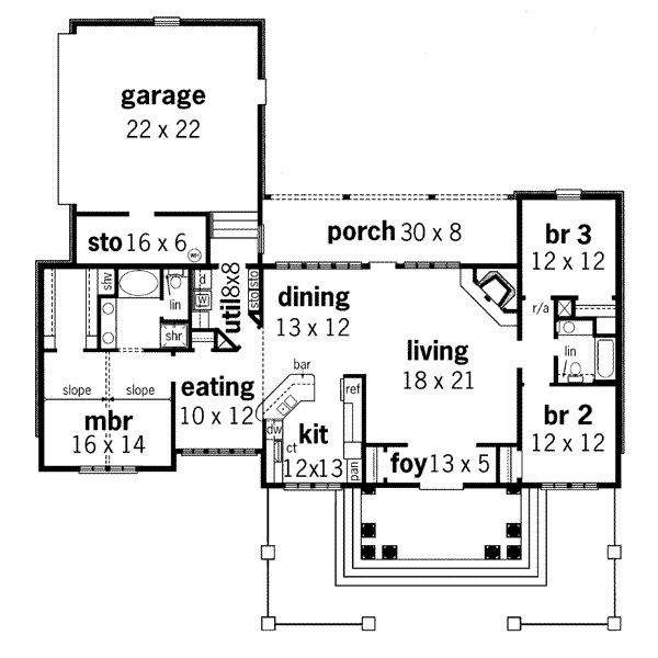 Architectural House Design - European Floor Plan - Main Floor Plan #45-120