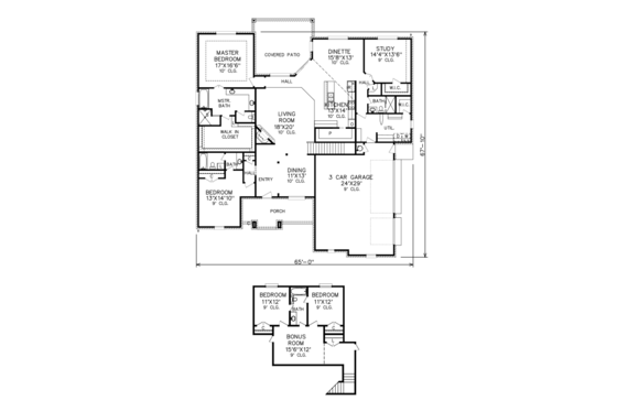 Floor Plan - Main Floor for Country House Plan #65-528 - 5 bed, 4 bath