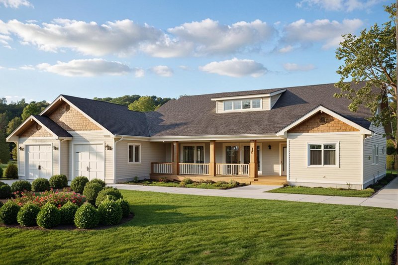 House Blueprint - Exterior - Front Elevation 2 for Ranch House Plan #117-851 - 3 bed, 2 bath