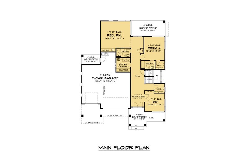 Architectural House Design - Floor Plan - Main Floor for Contemporary House Plan #1066-188 - 4 bed, 4 bath