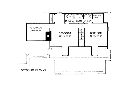 Floor Plan - Upper Floor for Country House Plan #10-240 - 3 bed, 2.5 bath