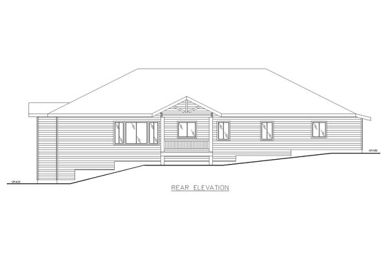 Exterior - Rear Elevation for Bungalow House Plan #117-1094 - 3 bed, 2 bath