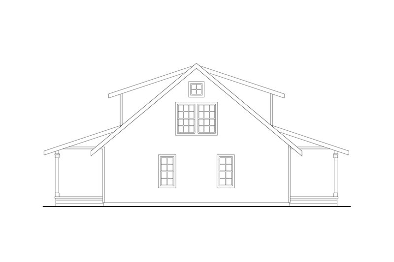 House Design - Exterior - Rear Elevation for Farmhouse House Plan #124-1416 - 3 bed, 3 bath