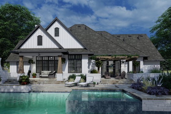 Exterior - Rear Elevation for Farmhouse House Plan #120-264 - 4 bed, 3 bath