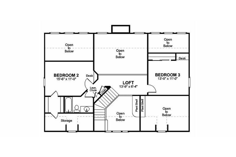 Dream House Plan - Floor Plan - Upper Floor for Farmhouse House Plan #56-238 - 3 bed, 2.5 bath