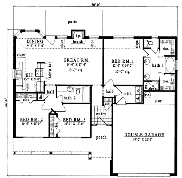 Ranch Floor Plan - Main Floor Plan #42-223