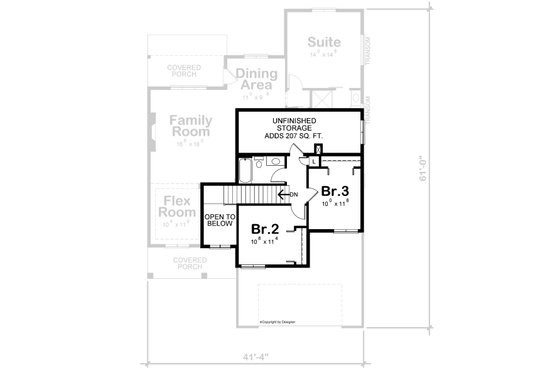 Floor Plan - Upper Floor for Modern House Plan #20-2491 - 3 bed, 2.5 bath