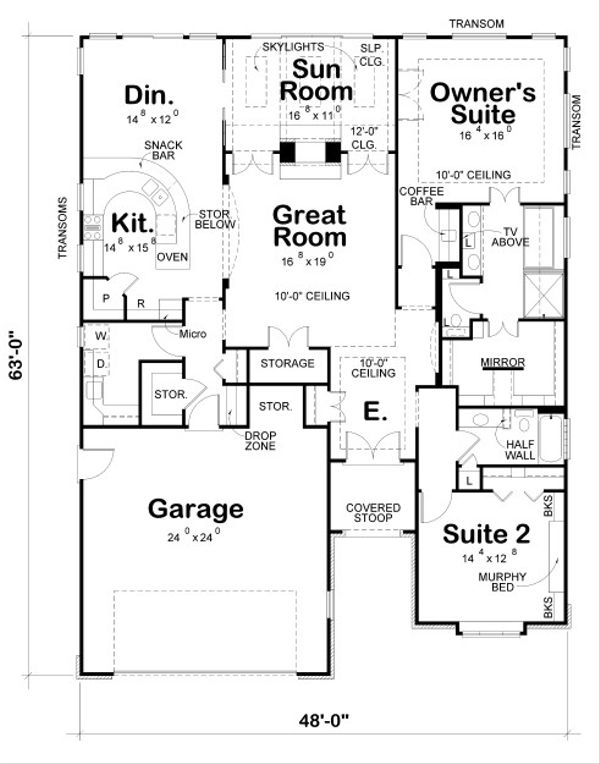 House Plan Design - European Floor Plan - Main Floor Plan #20-2069