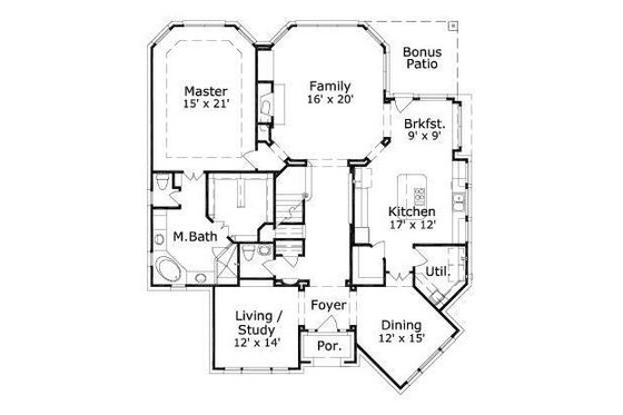 Floor Plan - Main Floor for European House Plan #411-438 - 4 bed, 3.5 bath