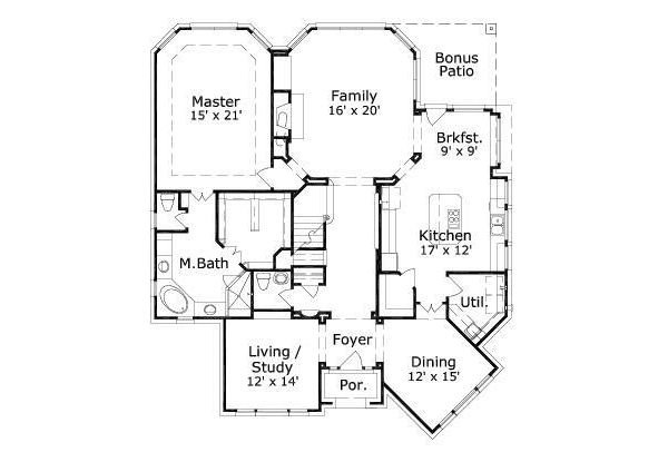 Floor Plan - Main Floor for European House Plan #411-438 - 4 bed, 3.5 bath