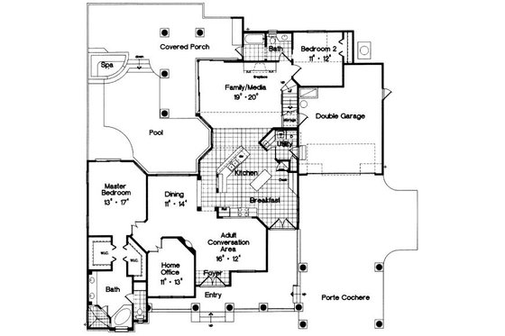 Floor Plan - Main Floor for European House Plan #417-321 - 3 bed, 3 bath