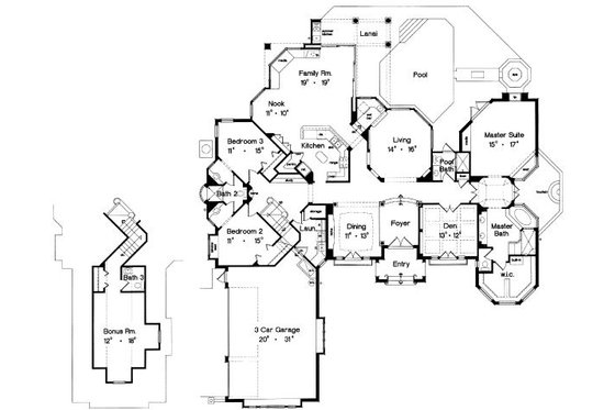 Floor Plan - Main Floor for European House Plan #417-381 - 4 bed, 4 bath