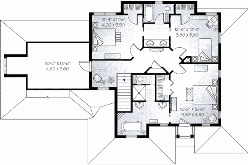 Home Plan - Floor Plan - Upper Floor for European House Plan #23-592 - 3 bed, 2.5 bath