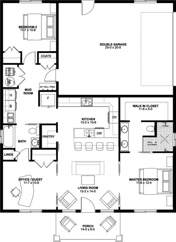 Architectural House Design - Farmhouse Floor Plan - Main Floor Plan #126-234