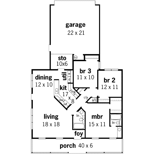 House Design - Southern Floor Plan - Main Floor Plan #45-234