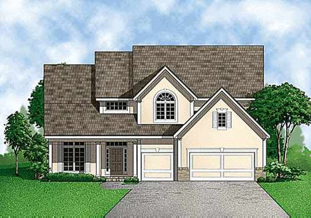 Exterior - Front Elevation 2 for Traditional House Plan #67-309 - 4 bed, 3 bath