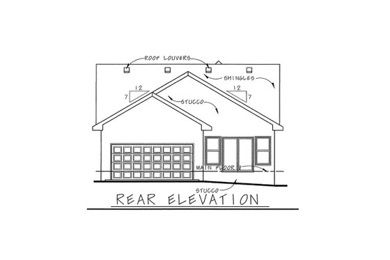 Exterior - Rear Elevation for European House Plan #20-1721 - 3 bed, 2 bath