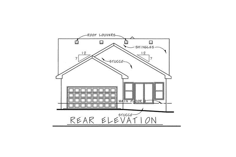 Architectural House Design - Exterior - Rear Elevation for European House Plan #20-1721 - 3 bed, 2 bath