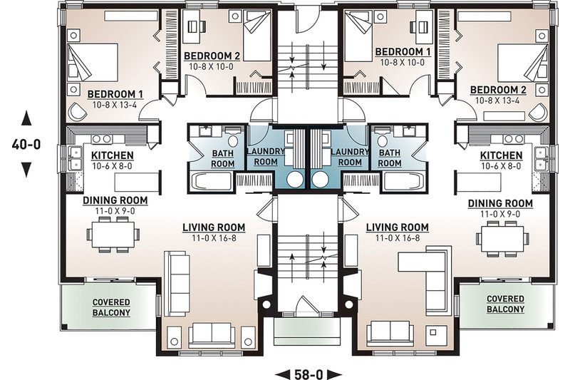Dream House Plan - Floor Plan - Main Floor for European House Plan #23-2050 - 2 bed, 1 bath