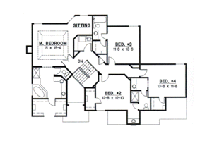 Floor Plan - Upper Floor for Traditional House Plan #67-521 - 4 bed, 3.5 bath