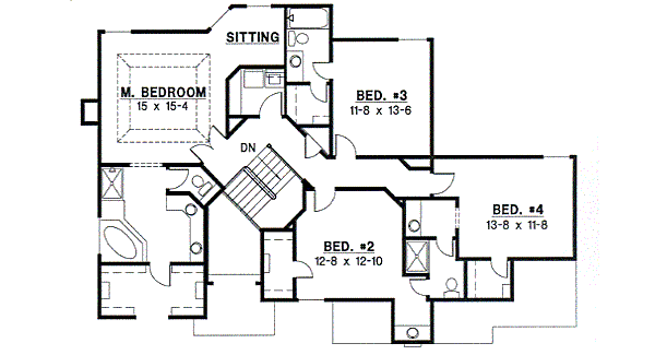 Traditional Floor Plan - Upper Floor Plan #67-521
