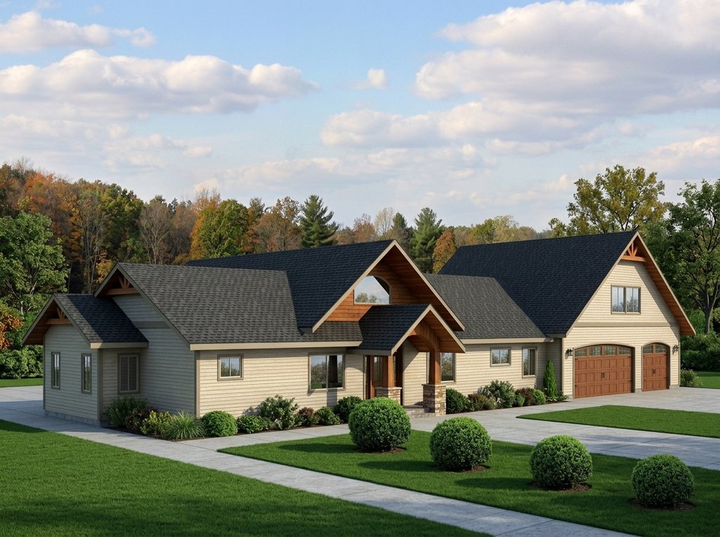 Exterior - Front Elevation 2 for Craftsman House Plan #117-1095 - 2 bed, 3 bath