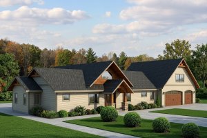 Exterior - Front Elevation for Craftsman House Plan #117-1095 - 2 bed, 3 bath