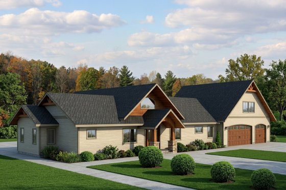 Exterior - Front Elevation for Craftsman House Plan #117-1095 - 2 bed, 3 bath