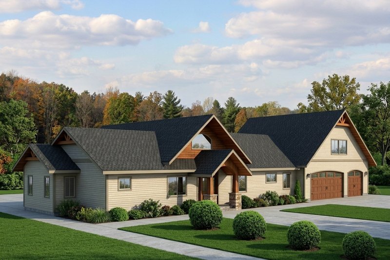 Exterior - Front Elevation 2 for Craftsman House Plan #117-1095 - 2 bed, 3 bath