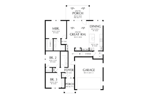 Floor Plan - Main Floor for Cottage House Plan #48-1173 - 3 bed, 2 bath