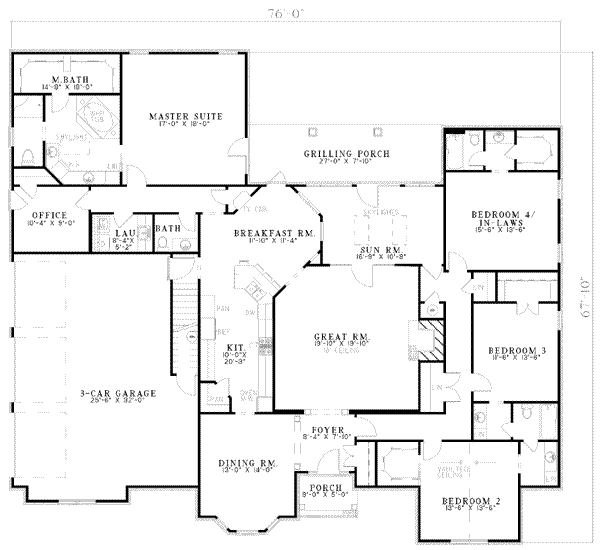 Ranch Floor Plan - Main Floor Plan #17-575